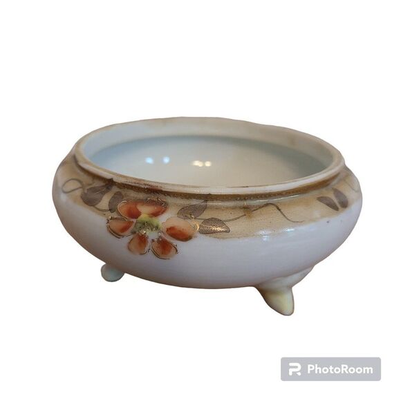 Vintage Antique Nippon Morimura Brothers Footed Trinket Candy Dish Hand Painted - Picture 1 of 14